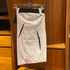 Strapless Helmut Lang mod white linen dress